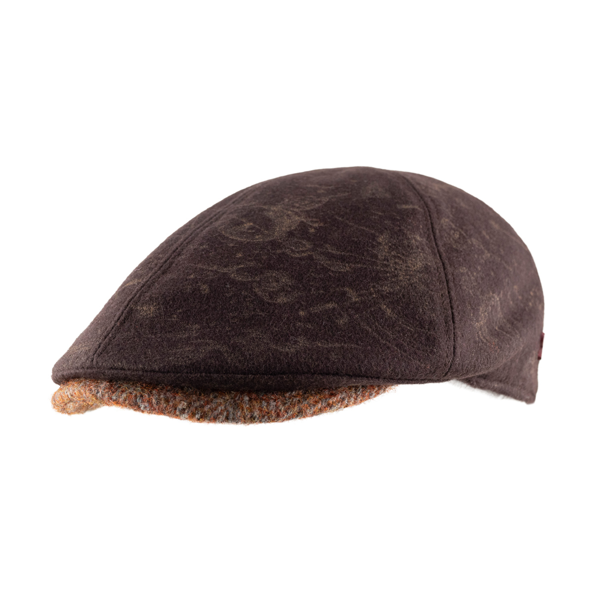 Casquette plate marron patiné