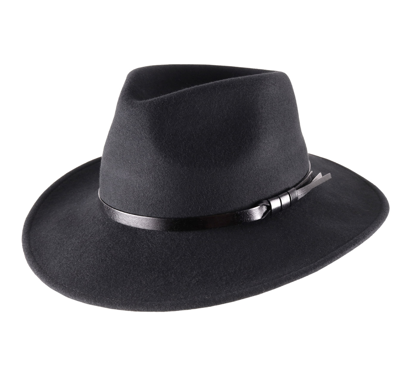 Chapeau Noir Classique Large, Chapeau Classic Italy