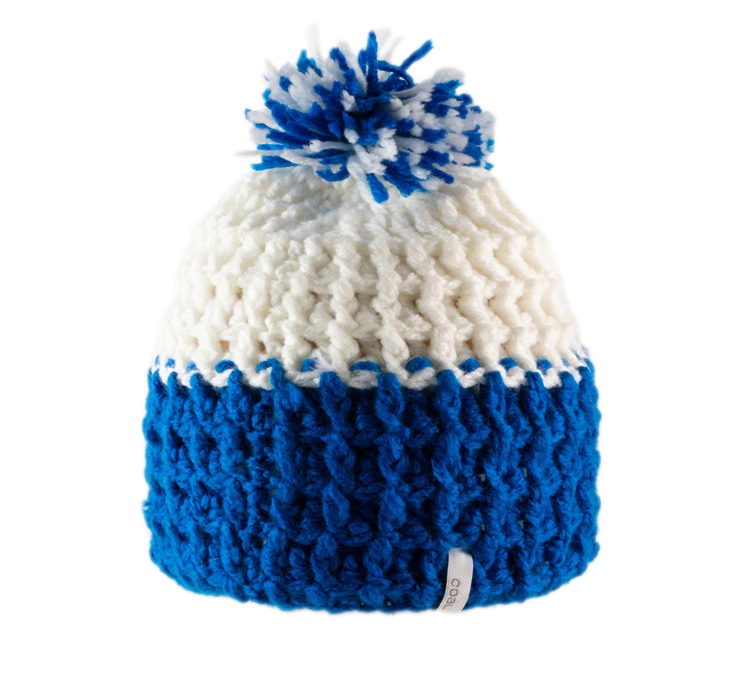 bonnet sport d'hiver homme femme en maille jacquard et pompon by