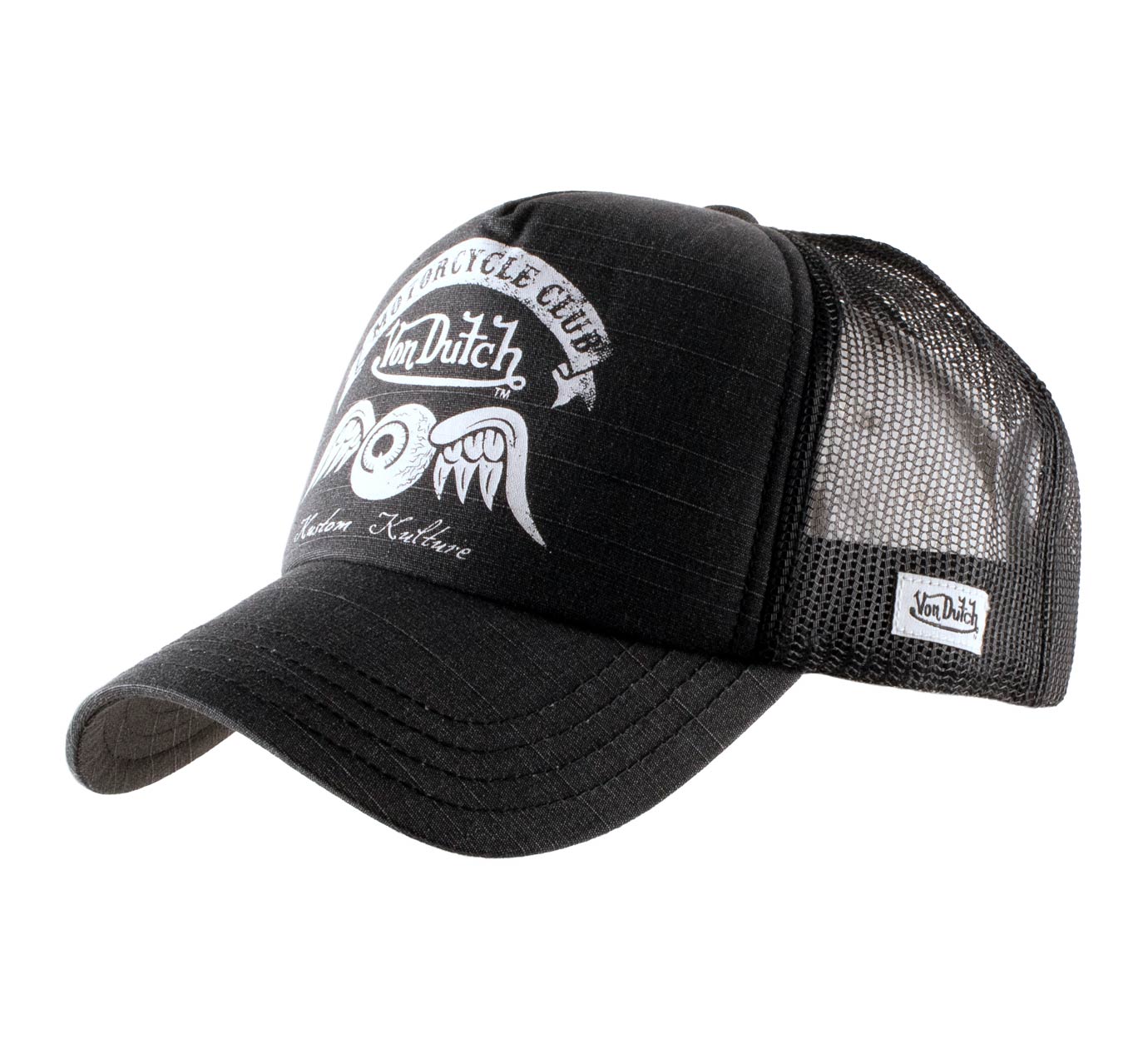 Casquette Von Dutch Noir Oeil Ailé, casquette trucker retro livré 48h!