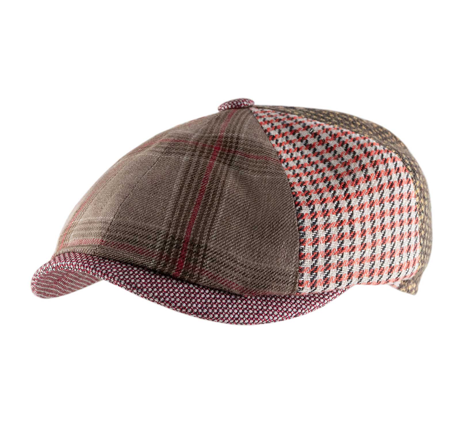 Casquette Gavroche Patchwork Rayée - Réglable, Taille Unique (55-58 Cm) - Style Rétro Décontracté