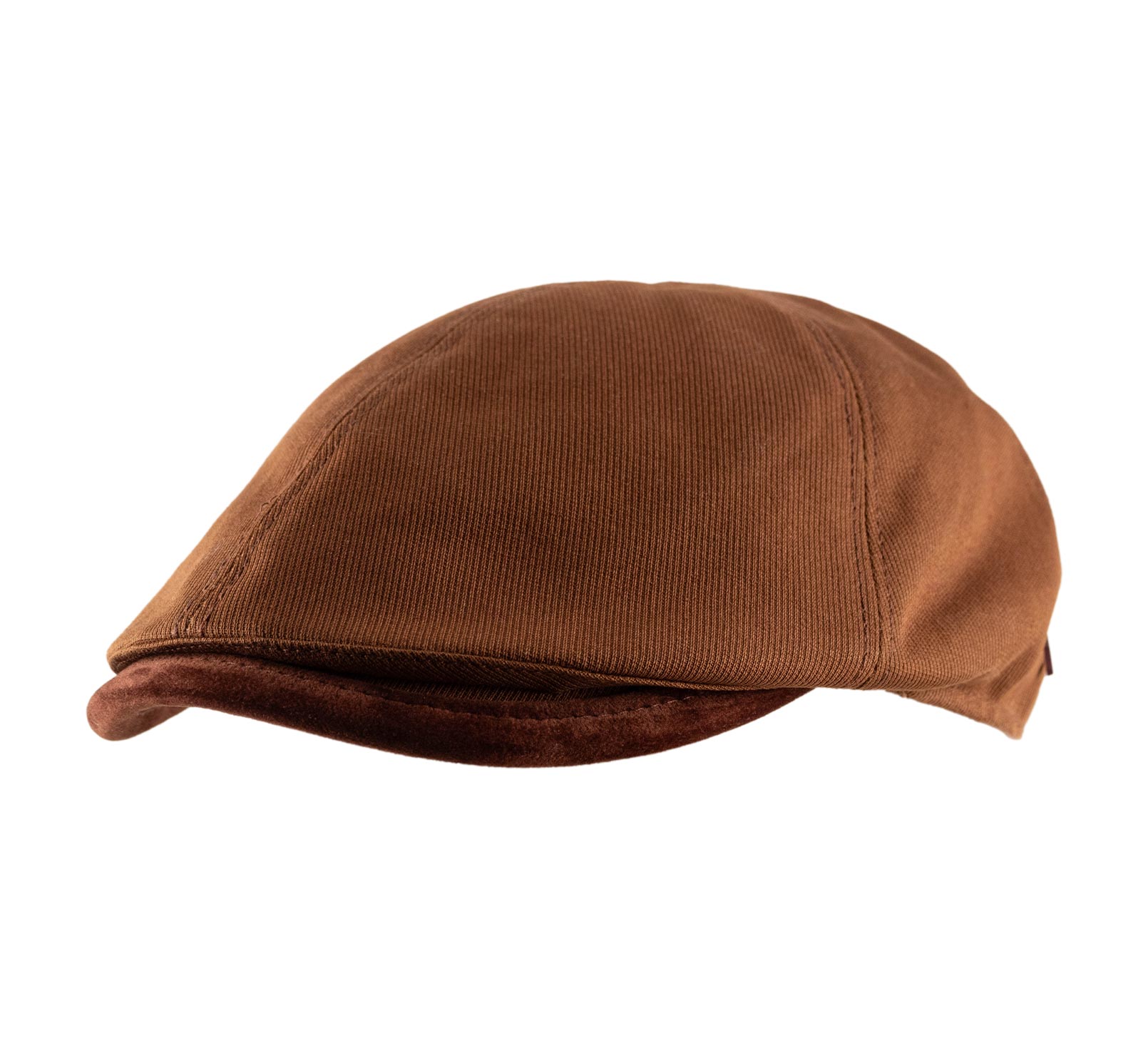 Casquette plate velours cognac