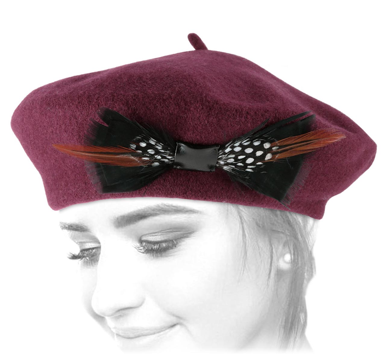 beret femme plume