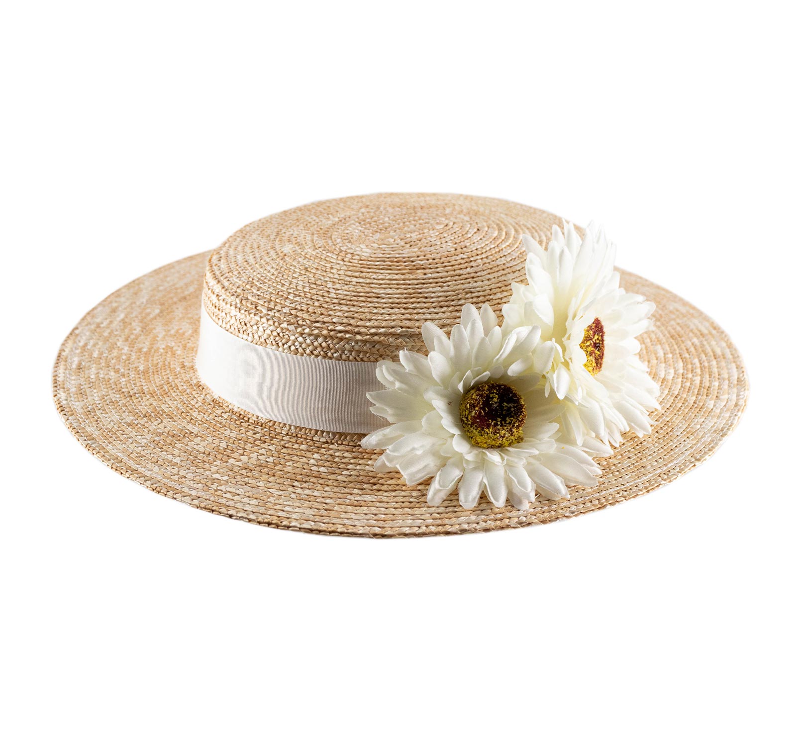 Chapeau canotier à fleurs