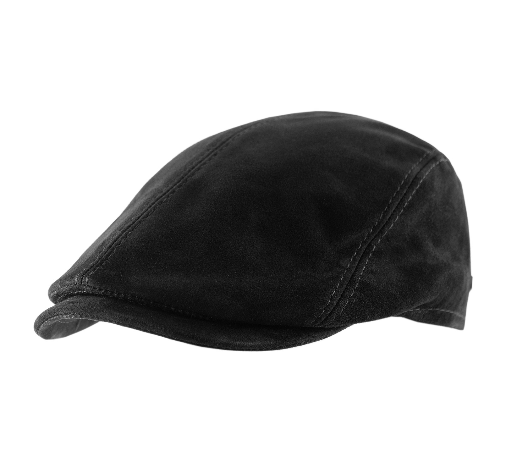 Casquette plate cuir suède