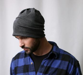 Compagno bonnet homme hiver beanie avec doublure chaude motif moderne fine  maille laine polaire doux, Couleur:Bleu marine,Taille unique : :  Mode