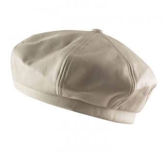 Béret cuir blanc Fossette
