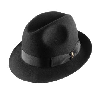 Chapeau Trilby En Feutre De Laine 100% Made In Italy - Taille 59 Cm - Noir - Homme Et Femme