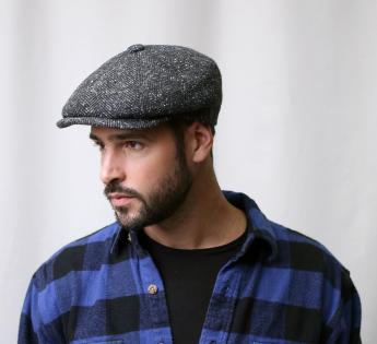 Casquette Béret Plat Homme Chapeau Plat Ajustable Automne Hiver - Chevron  Gris 