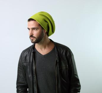 Bonnet béret femme hiver cachemire laine luxe jaune lx49