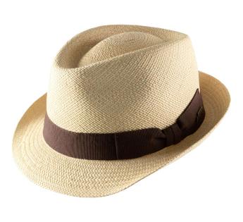 Accessoires Chapeaux Chapeaux Panama Chapeau panama blanc cass\u00e9-brun style d\u00e9contract\u00e9 