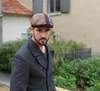 Béret Homme Noir, Casquette Plate en drap de Laine, pure Laine