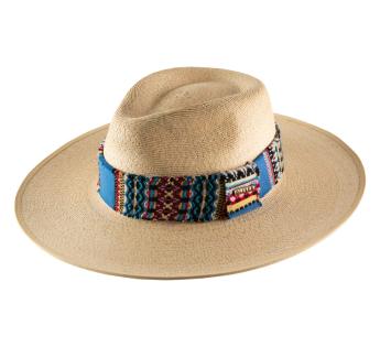 Chapeau Fedora Sol Paille Raphia Bleu- Barts Reference : 10224