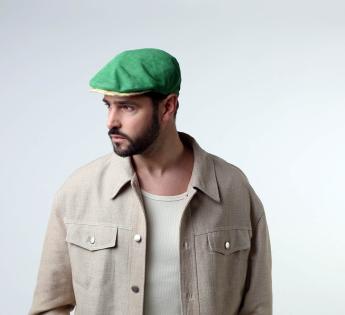 Casquette béret cuir verte Ionio Pella