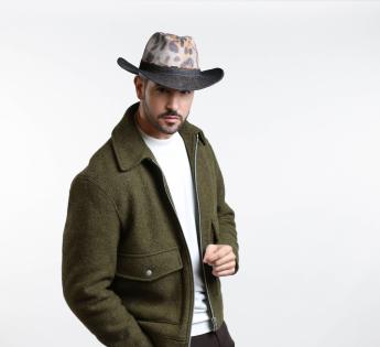 Chapeau Vintage Style Cowboy Tibétain - Grand Bord, En Feutre/Laine Imitation - Pour Homme Et Femme (Taille M, 56-58cm)