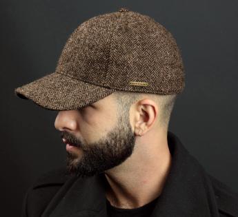 Casquette Plate Tweed Marron